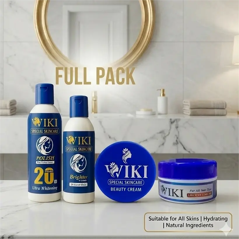 Wiki Special Skincare Full Pack including Skin Polish, Cream, and Urgent facial set.